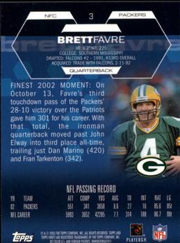 2003 Finest #3 Brett Favre Back