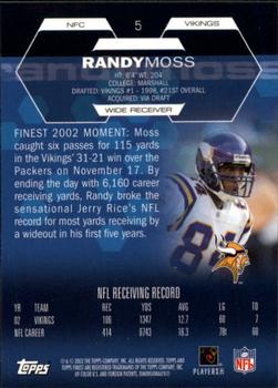 2003 Finest #5 Randy Moss Back