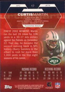 2003 Finest #17 Curtis Martin Back