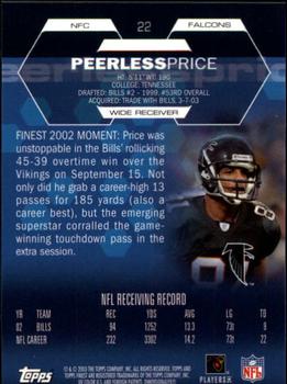 2003 Finest #22 Peerless Price Back