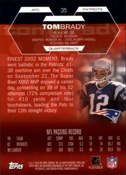 2003 Finest #35 Tom Brady Back