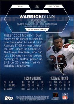 2003 Finest #36 Warrick Dunn Back