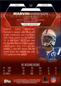 2003 Finest #38 Marvin Harrison Back