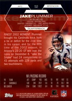 2003 Finest #52 Jake Plummer Back