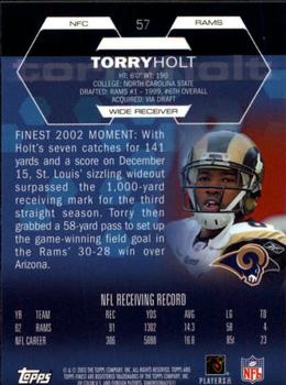 2003 Finest #57 Torry Holt Back