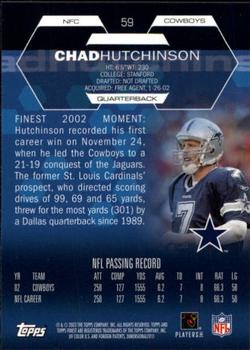 2003 Finest #59 Chad Hutchinson Back