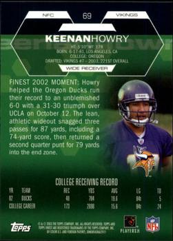 2003 Finest #69 Keenan Howry Back
