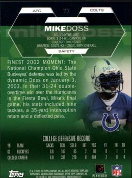 2003 Finest #77 Mike Doss Back