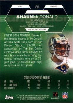 2003 Finest #80 Shaun McDonald Back