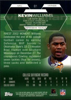 2003 Finest #81 Kevin Williams Back