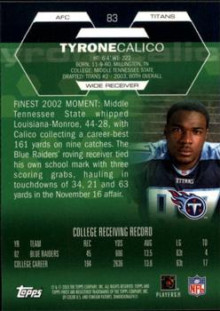 2003 Finest #83 Tyrone Calico Back