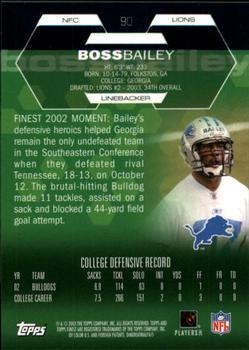 2003 Finest #90 Boss Bailey Back