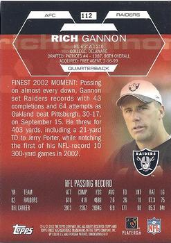 2003 Finest #112 Rich Gannon Back