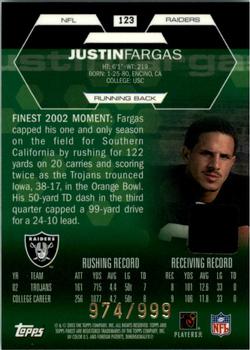 2003 Finest #123 Justin Fargas Back