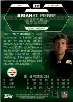 2003 Finest #129 Brian St. Pierre Back