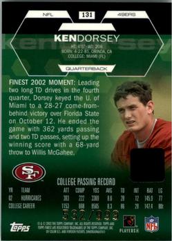 2003 Finest #131 Ken Dorsey Back