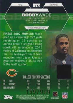 2003 Finest #142 Bobby Wade Back
