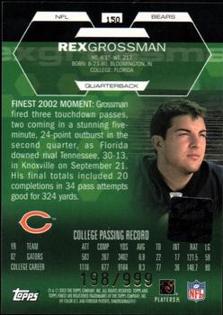 2003 Finest #150 Rex Grossman Back