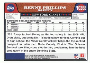 2008 Topps Chrome - Rookie Autographs #TC268 Kenny Phillips Back