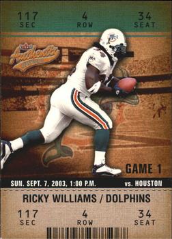 2003 Fleer Authentix #37 Ricky Williams Front