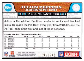 2008 Topps Kickoff - Silver Holofoil #52 Julius Peppers Back