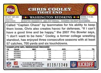 2008 Topps Kickoff - Silver Holofoil #86 Chris Cooley Back