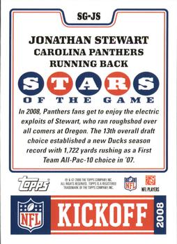 2008 Topps Kickoff - Stars of the Game #SG-JS Jonathan Stewart Back