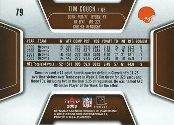 2003 Flair #79 Tim Couch Back