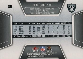 2003 Flair #80 Jerry Rice Back