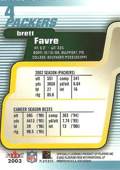 2003 Fleer Focus #4 Brett Favre Back