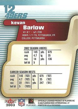 2003 Fleer Focus #12 Kevan Barlow Back