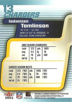 2003 Fleer Focus #13 LaDainian Tomlinson Back