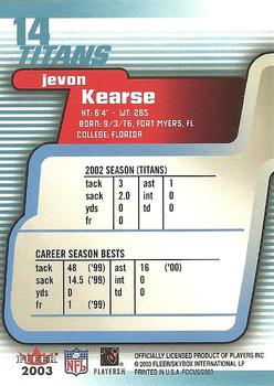 2003 Fleer Focus #14 Jevon Kearse Back