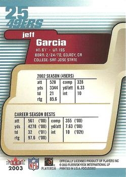2003 Fleer Focus #25 Jeff Garcia Back