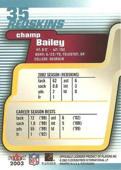 2003 Fleer Focus #35 Champ Bailey Back