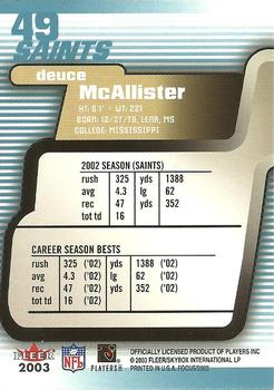 2003 Fleer Focus #49 Deuce McAllister Back