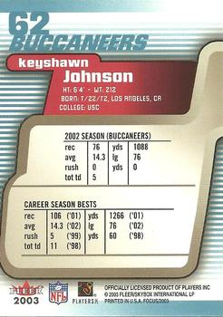 2003 Fleer Focus #62 Keyshawn Johnson Back