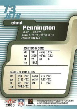 2003 Fleer Focus #73 Chad Pennington Back