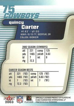 2003 Fleer Focus #75 Quincy Carter Back