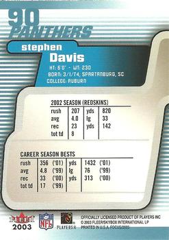 2003 Fleer Focus #90 Stephen Davis Back