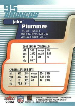 2003 Fleer Focus #95 Jake Plummer Back
