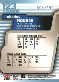 2003 Fleer Focus #123 Charles Rogers Back