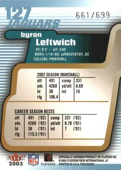 2003 Fleer Focus #127 Byron Leftwich Back
