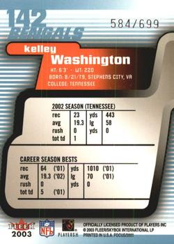 2003 Fleer Focus #142 Kelley Washington Back