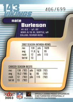 2003 Fleer Focus #143 Nate Burleson Back