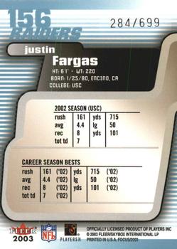 2003 Fleer Focus #156 Justin Fargas Back