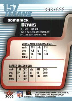 2003 Fleer Focus #157 Domanick Davis Back