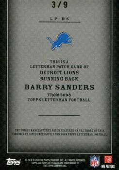 2008 Topps Letterman - Patches #LP-BS Barry Sanders Back