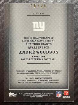 2008 Topps Letterman - Patches Autograph #AP-AW Andre Woodson Back