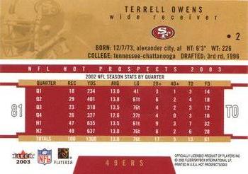 2003 Fleer Hot Prospects #2 Terrell Owens Back